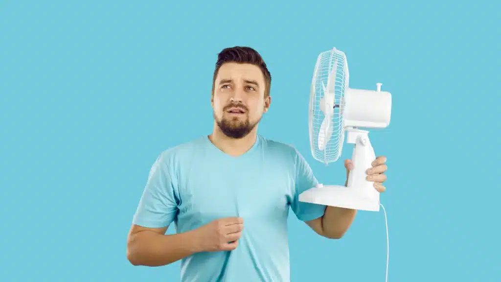 Ideas to Prep Home for Summer 2024: My Top Strategies 3 Man in blue shirt with fan in summer